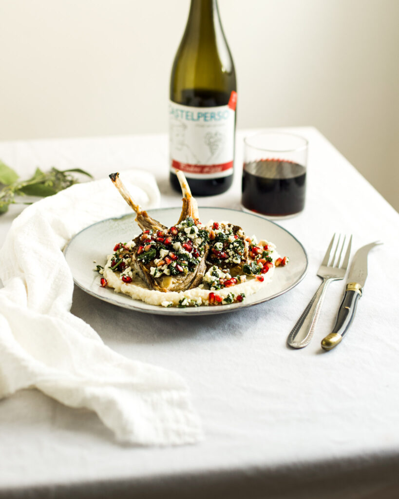 Lamb Chops with Feta & Pomegranate Salsa