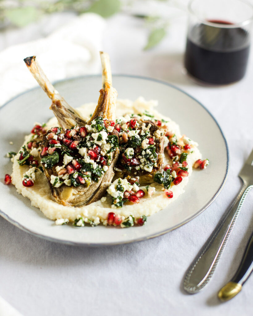 Lamb Chops with Feta & Pomegranate Salsa