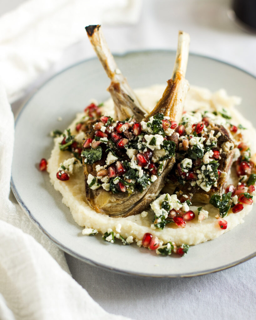 Lamb Chops with Feta & Pomegranate Salsa