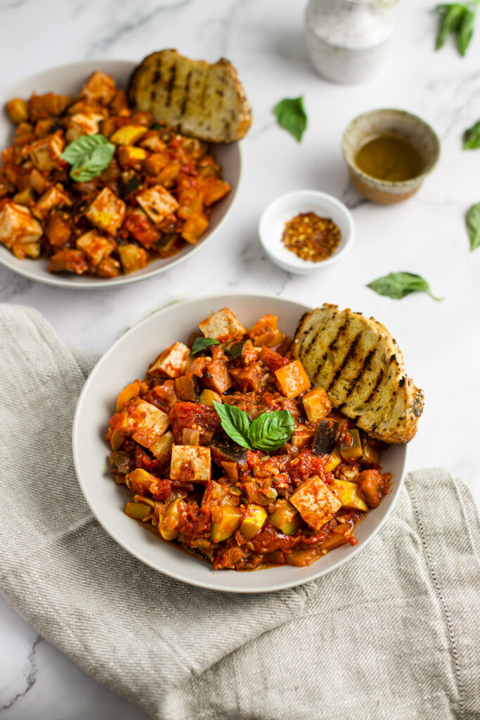 Easy Tofu Ratatouille (Slow-Cooked Veggies)