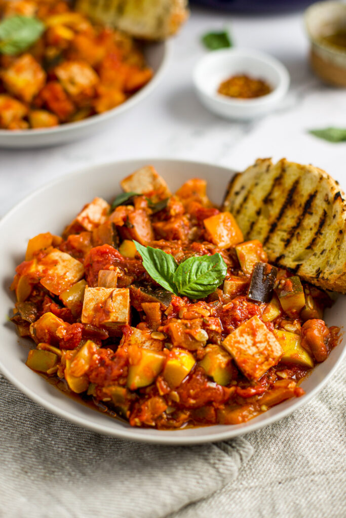 Easy Tofu Ratatouille (Slow-Cooked Veggies)