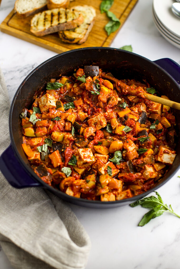 Easy Tofu Ratatouille (Slow-Cooked Veggies)