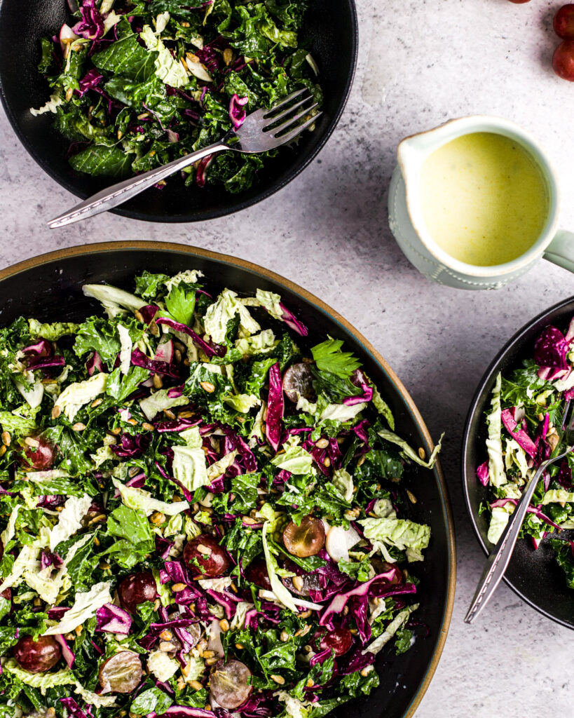 Sweet and Salty Kale & Cabbage Salad