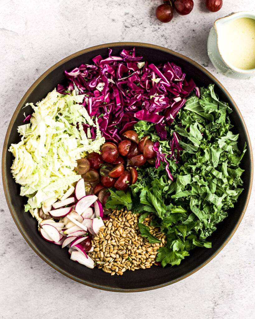 Sweet and Salty Kale & Cabbage Salad
