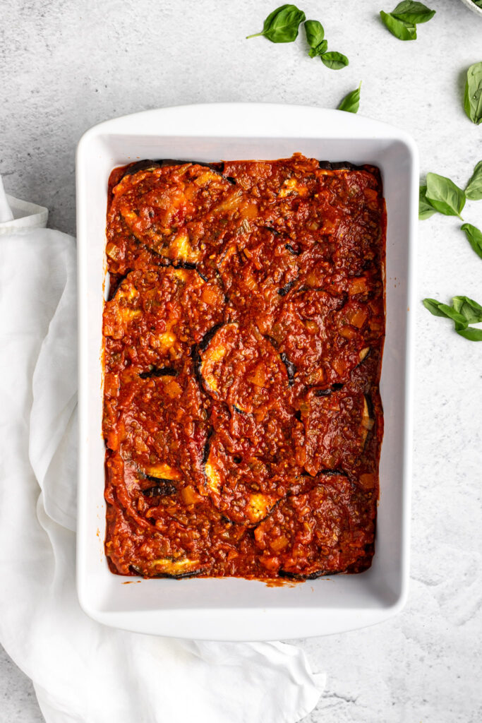 Italian Eggplant Parmigiana With Fresh Basil