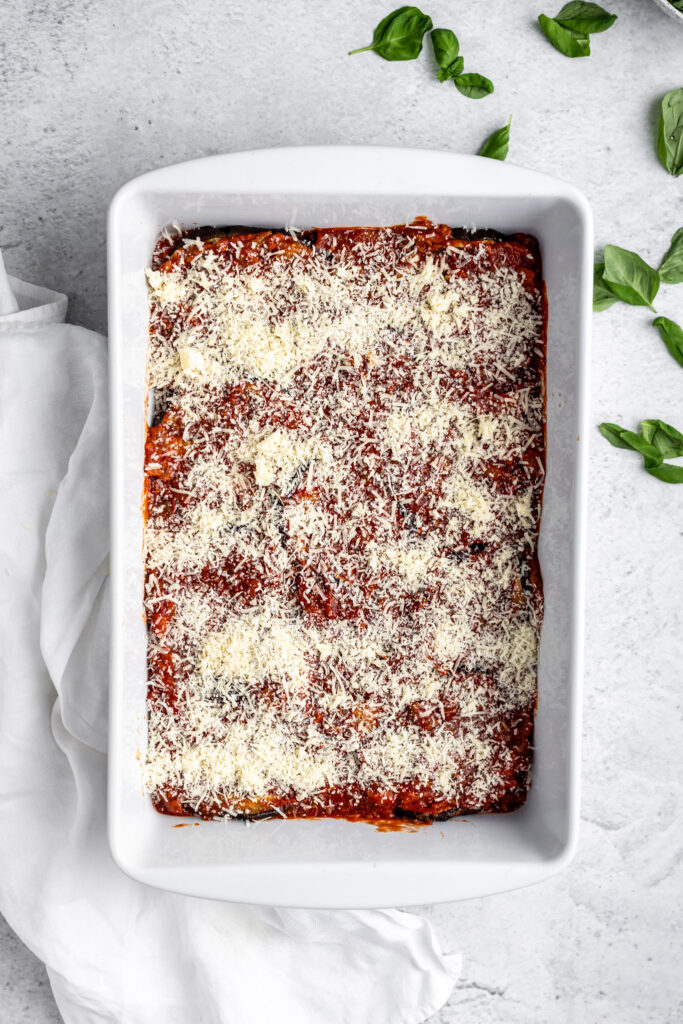 Italian Eggplant Parmigiana With Fresh Basil