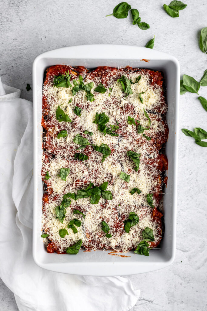 Italian Eggplant Parmigiana With Fresh Basil