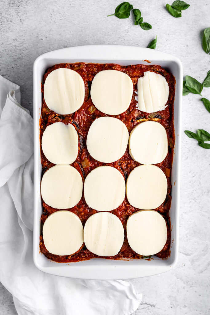 Italian Eggplant Parmigiana With Fresh Basil