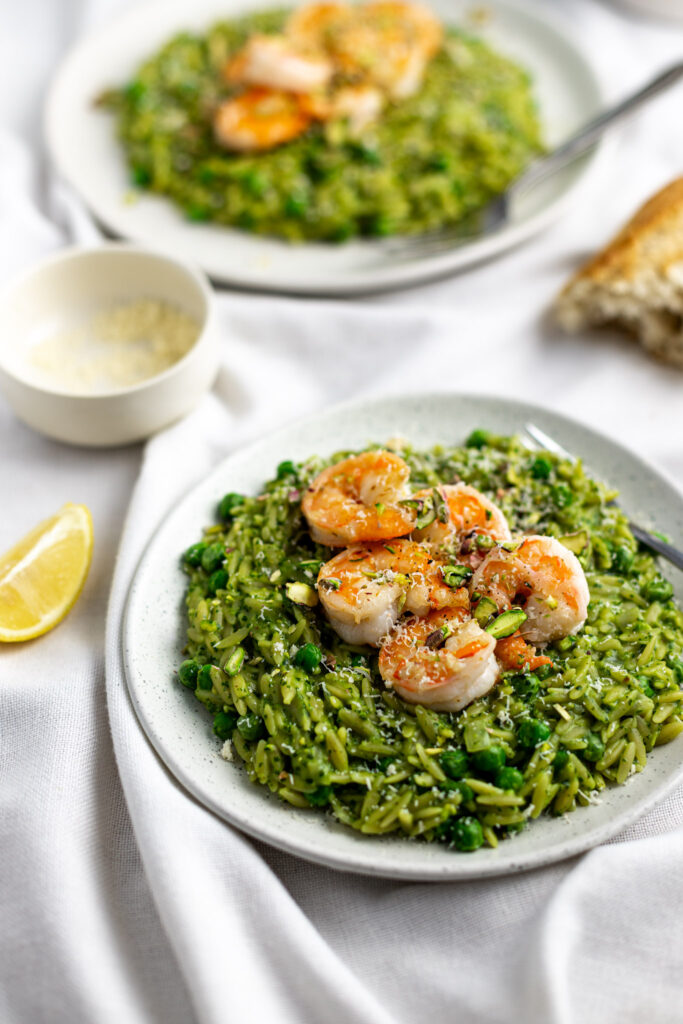 orzo pesto et crevettes
