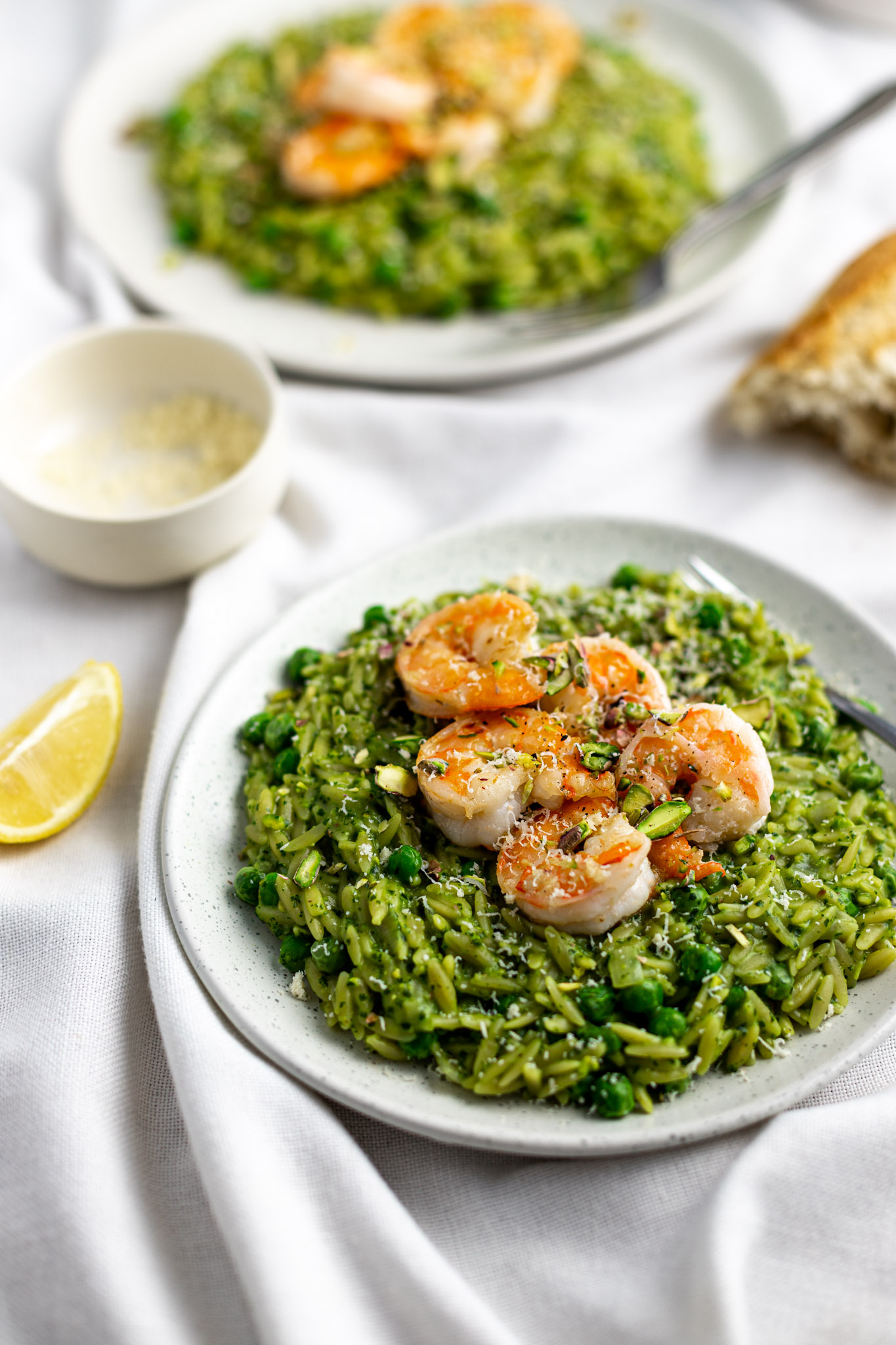 orzo pesto et crevettes