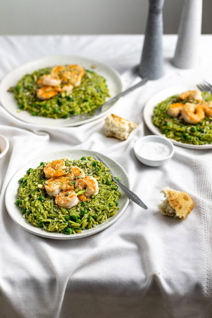 Pesto Orzotto With Shrimps