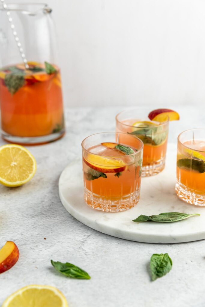 Homemade Basil & Peach Lemonade