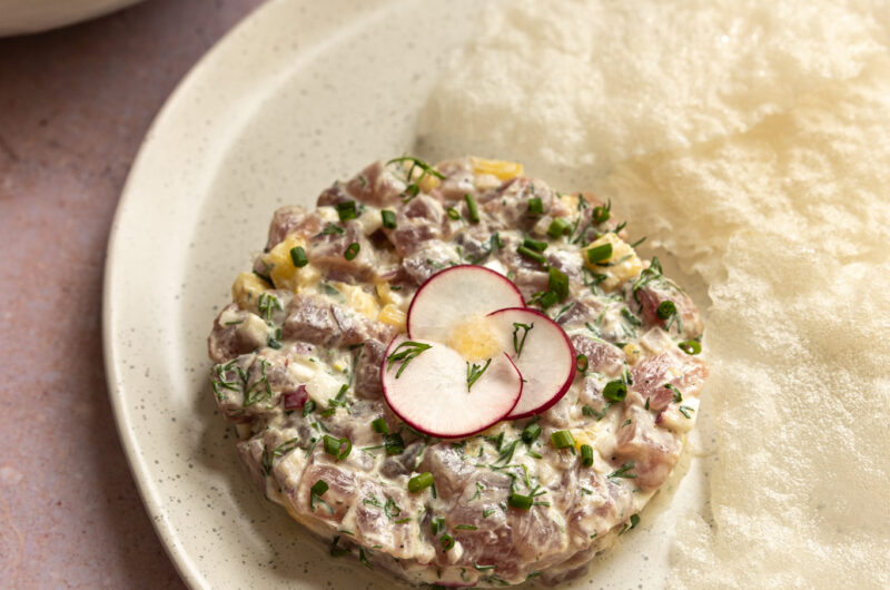 Tuna Tartare with Pineapple, Radish and Sour Cream
